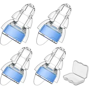 Link Dream Soft Silicone Ear Plugs 2 Pairs 24dB Noise Reduction Earplugs Reusable Comfortable Hearing Protection for Concert Music Festival Live Show DJ Nightclub Rave Travel Study Work with Portable Storage Case Blue Standard & Small Size Fit Adult Kids,