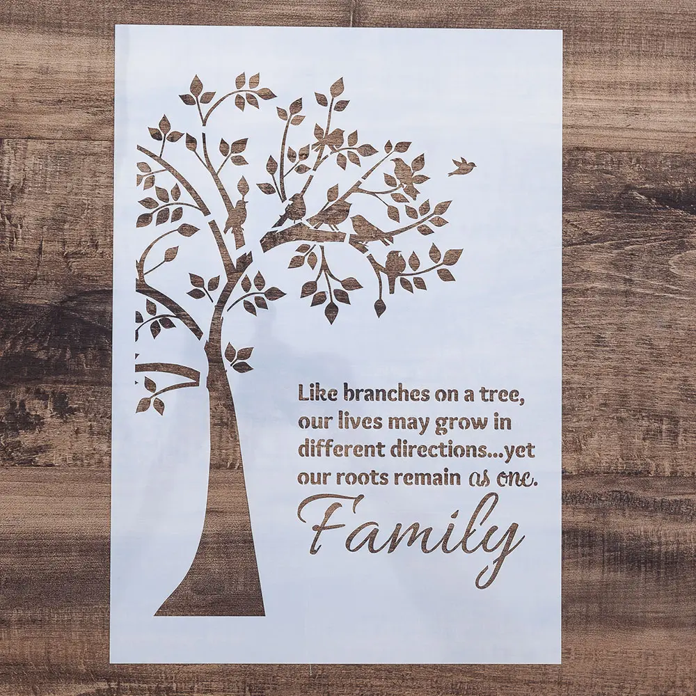 Tree Pattern Hollow Out Painting Template, Die Cuts, 1 Count A4 DIY Decorative Painting Stencil for Cake, Crafts, Scrapbooking, Family