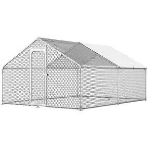 Large Metal Chicken Coop,13.1'L x 9.8'W x 6.6'H Chicken Run,Walk in Chicken Pen with Cover for Yard,Large Poultry Cage for Duck Rabbit, Large Space, Metal Build, Chicken Coop Enclosure, Outdoor Chicken Cage summergarden