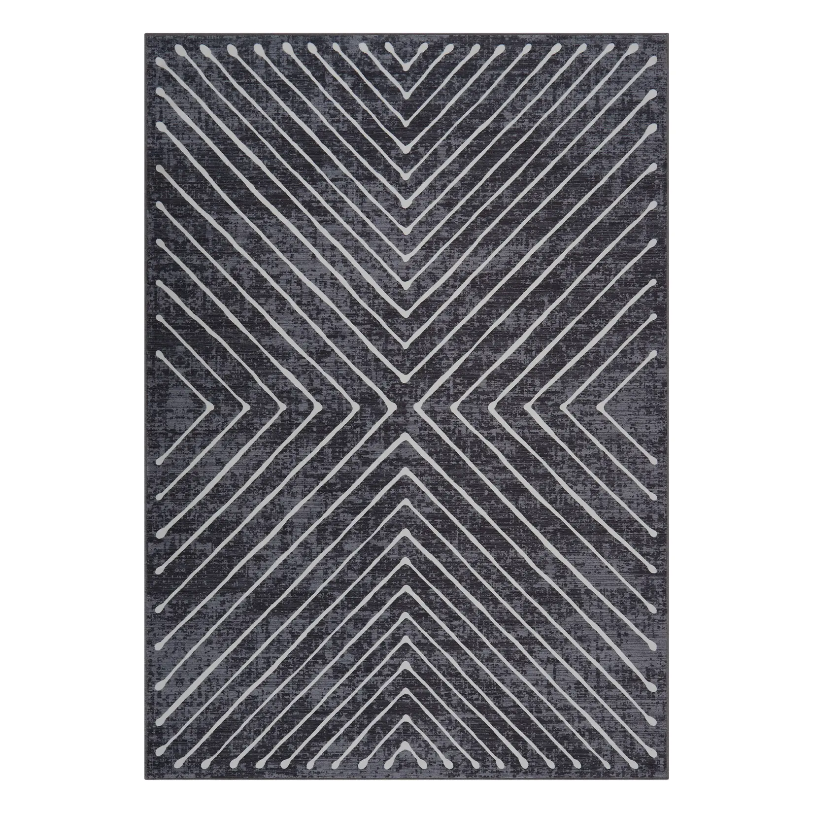 Set of 2 Dark Grey Geometric Stripes Flat Weave Polyester Rectangular Runner Rugs, 6ft Low Pile, Modern Non-Slip Stain Resistant Machine Washable Durable for High-Traffic Hallways, Entryway, Flat Weave Rug