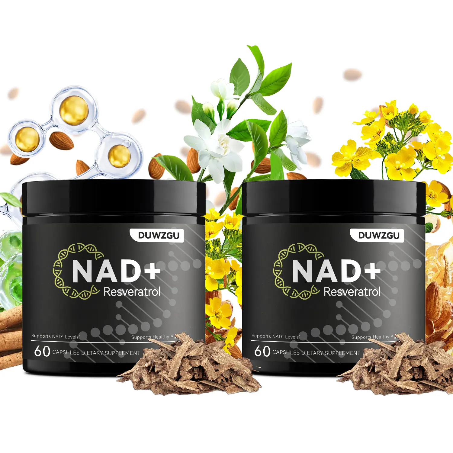 NAD+ NMN Liposomal Blend Dietary Supplement Capsules - 700mg, 60 Count, 30 Servings, Brain Boost, Daily Supplemental Nutrition Support, Cellular Energy & Function Aid, Brain & Memory Amino Acids Support, Brain Boost Supplement
