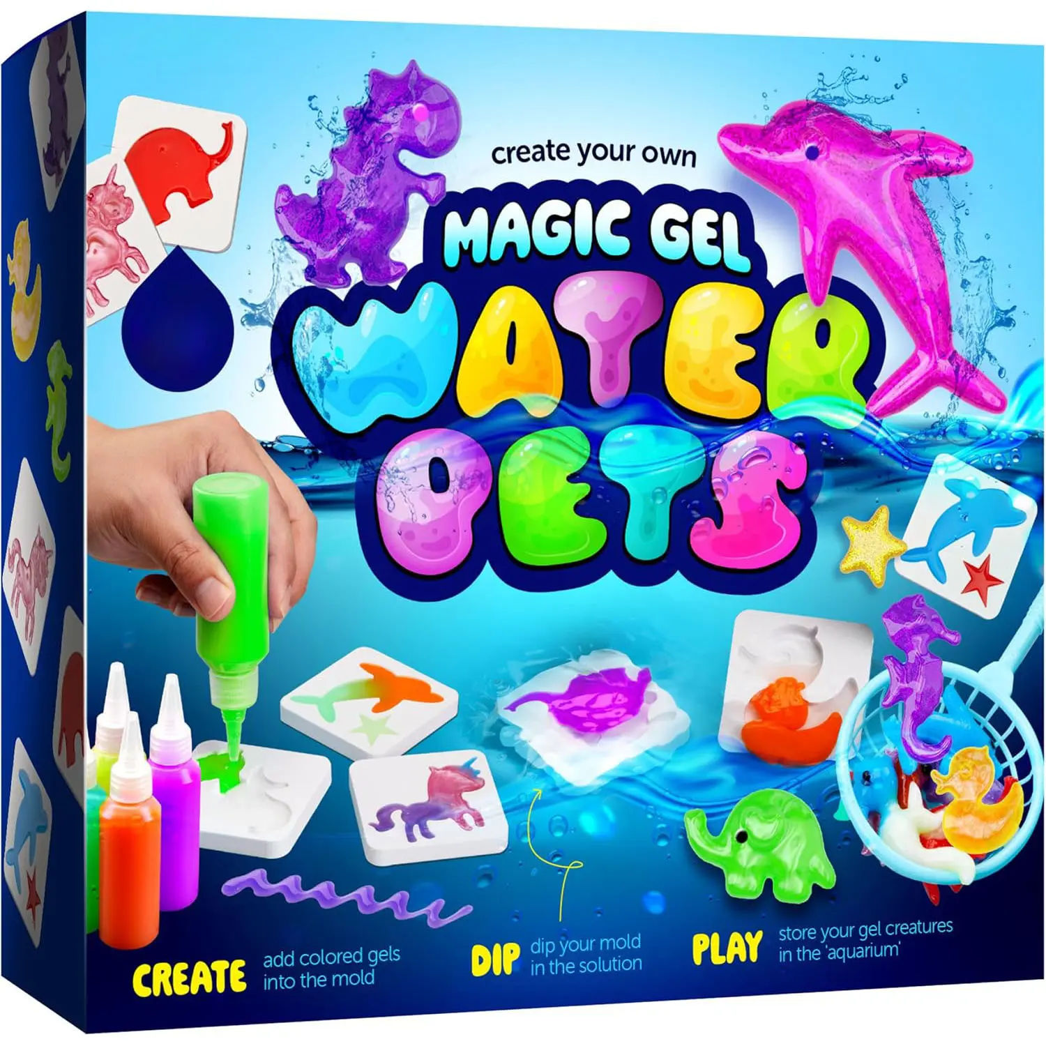 Aqua Fairy Water Gel Kit - 16 Gels, 18 Molds for Endless Fun! Perfect for Easter Crafts & Bday Gifts.