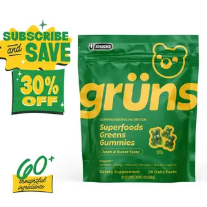 Grüns Superfood Greens Gummies: Comprehensive nutrition supplement with 60+ ingredients: Vitamins and Minerals, Prebiotics for Digestive Health