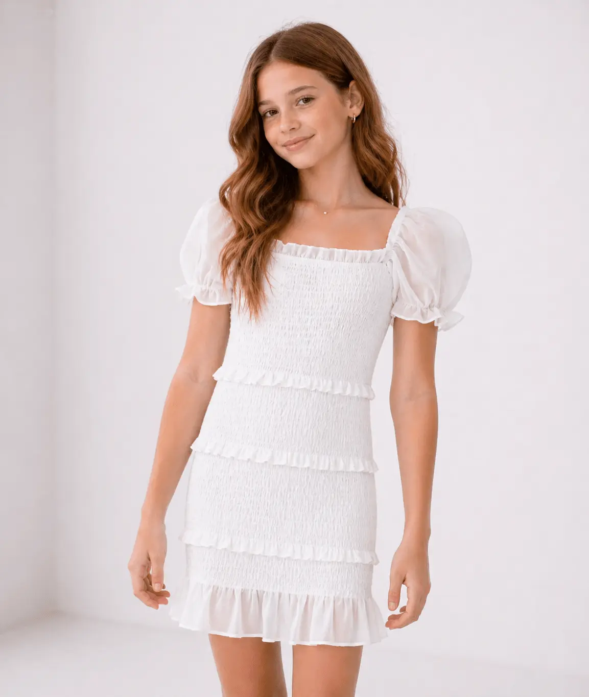 Tween Laila Dobby Check Smocked Dress