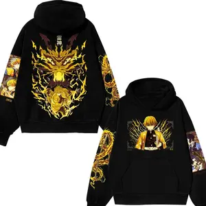 Demon Slayer Zenitsu Agatsuma Thunder Breathing Anime Hoodie - Kimetsu no Yaiba Graphic Sweatshirt - KNY Y2K Pullover
