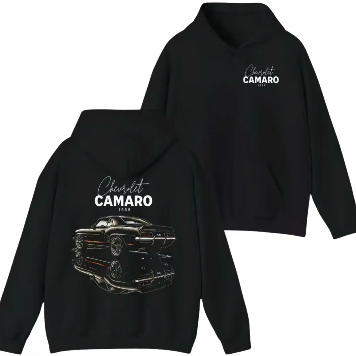 1969 Camaro SS Hoodie, Classic Muscle Car Graaphic Pullover, Cotton Unisex Streetwear, Gift For Sport Car Fans
