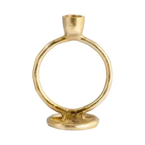 Sagebrook Home 18184-05 6 in. Metal Round Ring Taper Candle Holder, Gold
