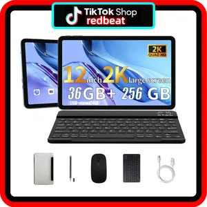 redbeat M3 Tablet 12 lnch 2K screen Android 15, 8-Core Power Device with Keyboard, Mouse, Case, Stylus, 36(12+24)GB RAM 256GB ROM, Dual Camera, for Gift para emp render Black Friday Flash Sale Halloween