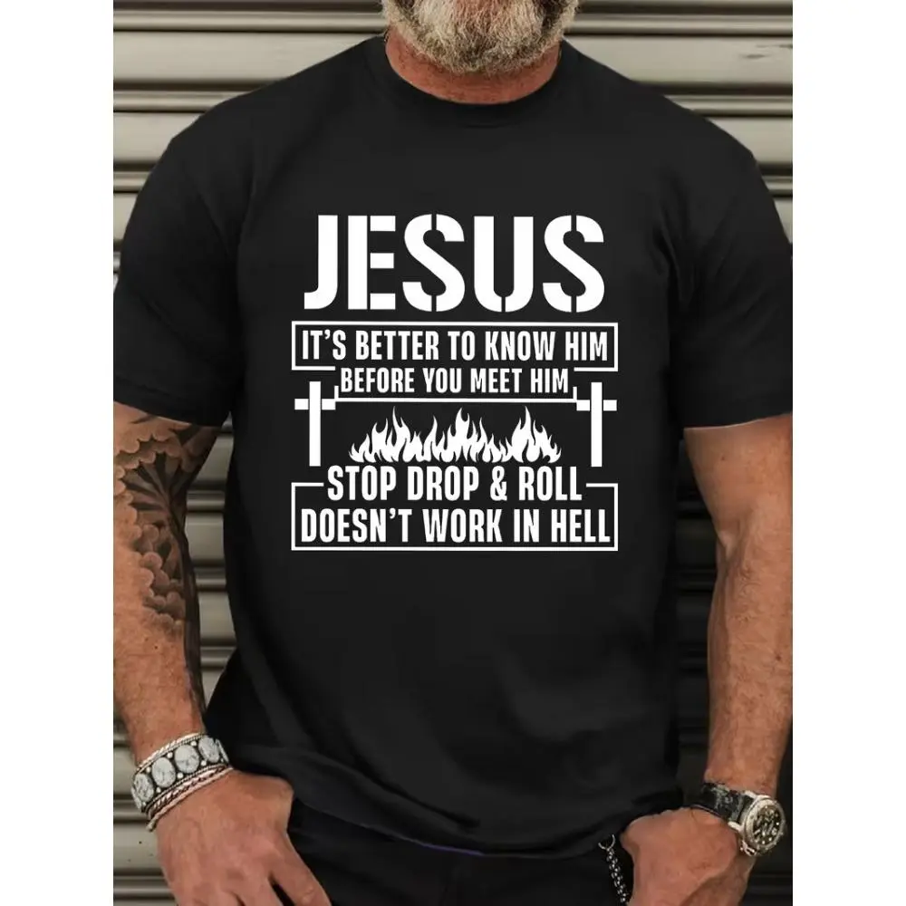 Men's Plus Size Jesus Religious Statement T-Shirt