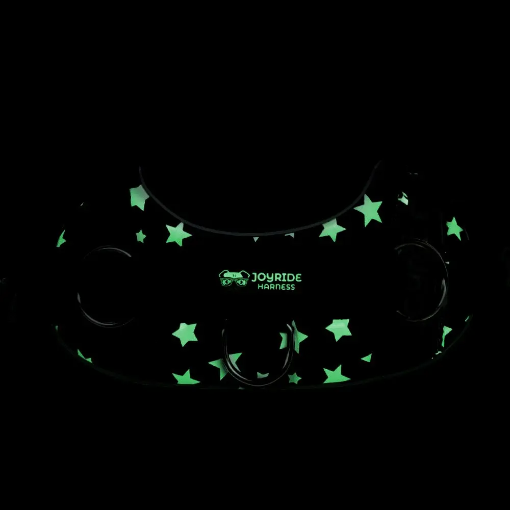 Joyride 2.0 Starry Night – Glow in the Dark No Pull Dog Harness for Medium Dogs Border Collie Dual Adjustable Pressure Release Design Reflective Trim Padded Chest Vest XS S M L XL