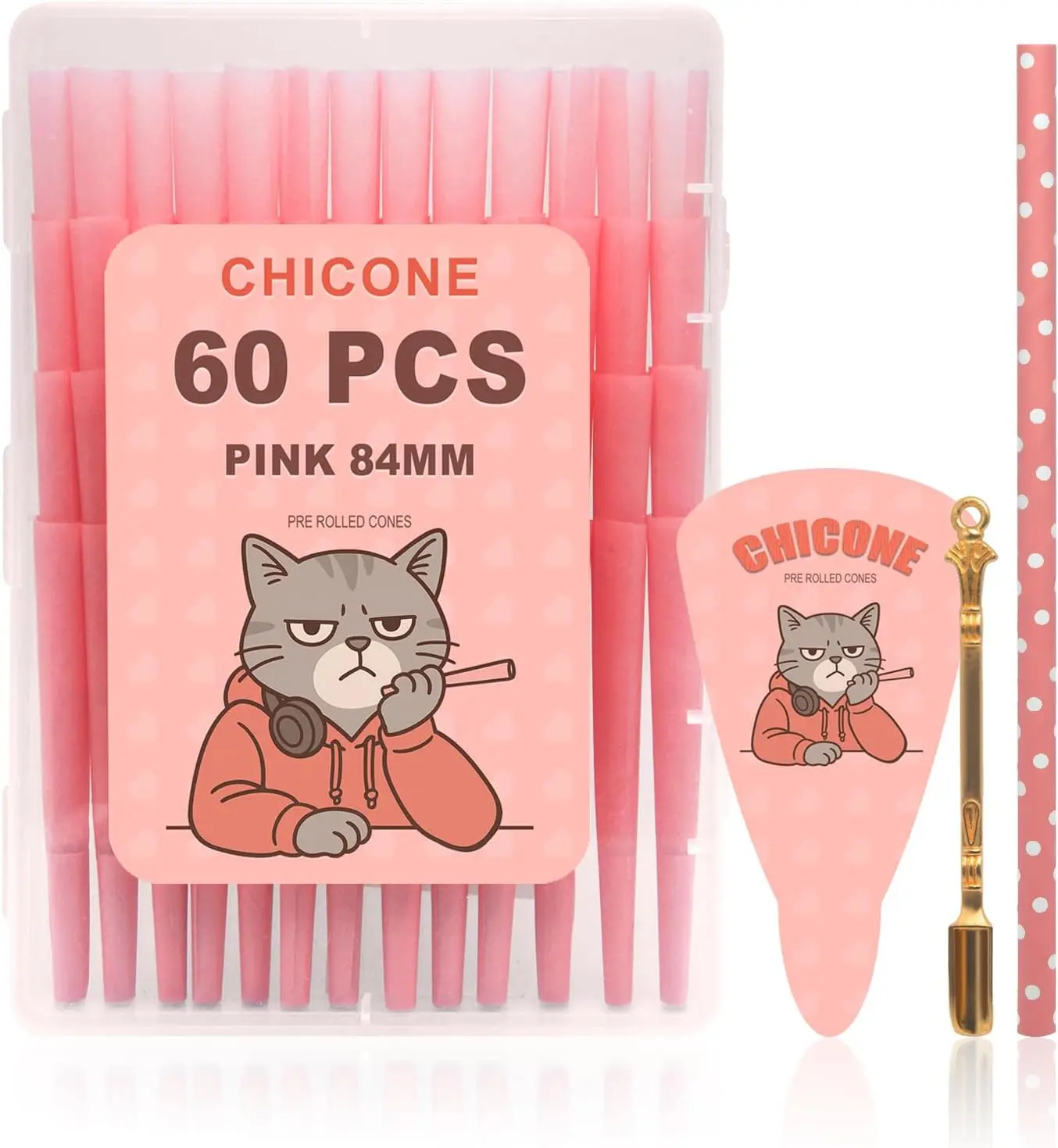 60 Pack Pre Rolled Cones | Bong | Rolling papers| Natural Slow-Burning Cones Rolling Paper | 84mm Rolling Papers