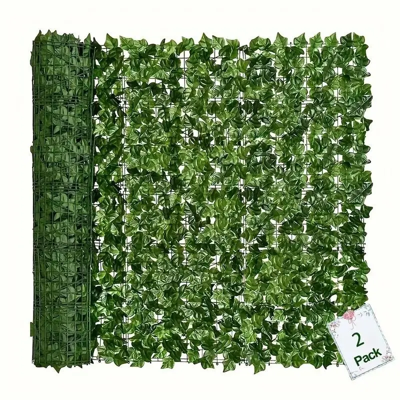 Artificial Vine Leaves, 2 Rolls, Outdoor Plant Fence, Ivy Fencing Panel, All-Season Realistic Decorative Wall Panels, Ideal for Balcony, Garden, Courtyard, Decorative Fences