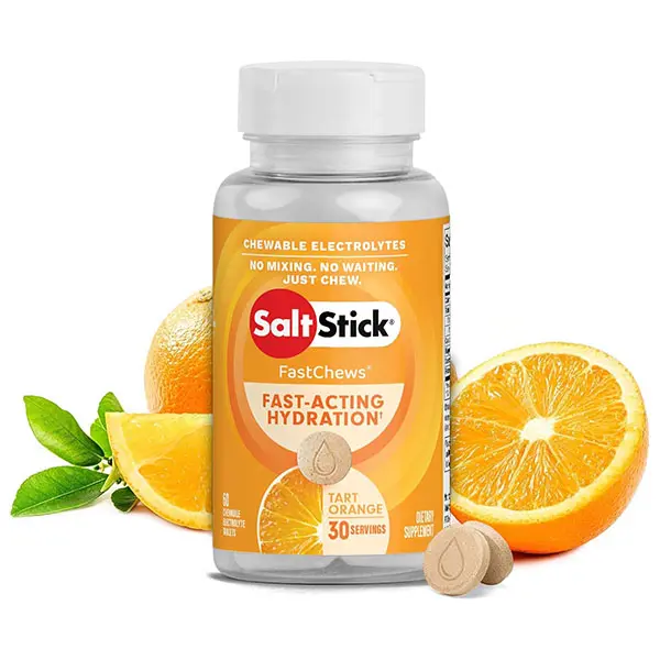 Electrolyte FastChews, Orange Chewable Electrolyte Tablets, Salt Tablets for Hydration, Endurance, Running, Cycling & Sports Recovery, Fast-Acting Electrolyte Support, 60 Chewable Tablets