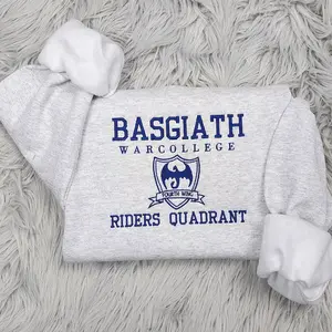 BASGIATH War College Embroidered Crewneck - Fourth Wing Embroidered Crewneck - Dragons and Books
