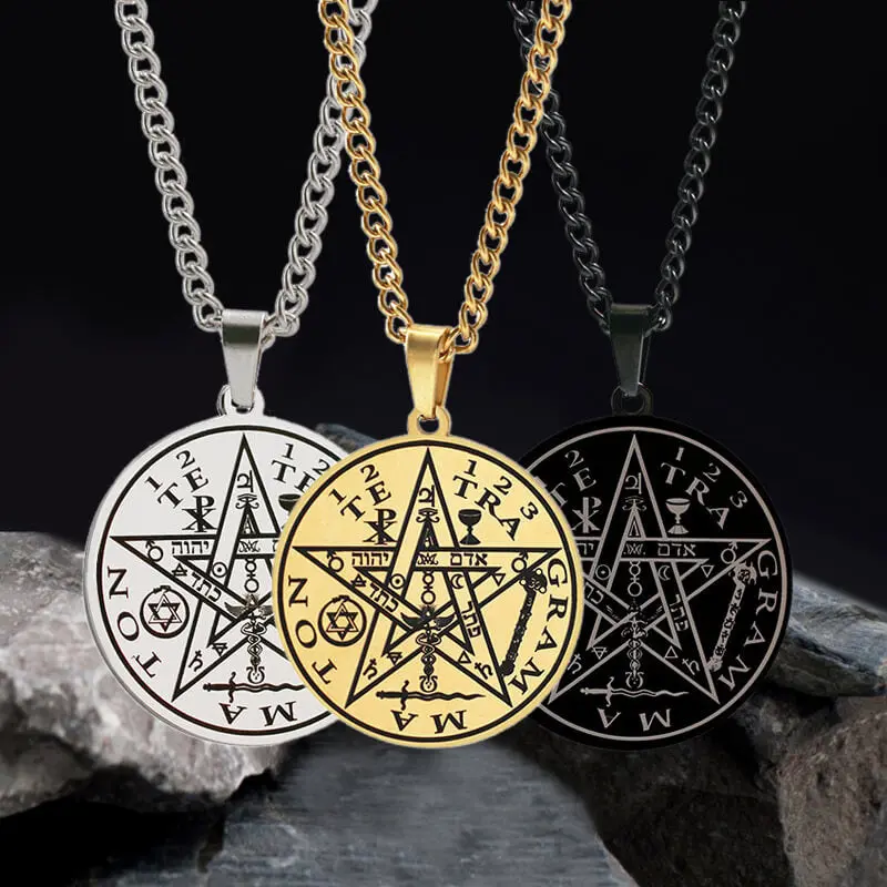 GTHIC Pentagram Seal Of Solomon Stainless Steel Necklace, 60cm Chain, Exquisite Jewelry Gift, Fashionable Jewelry Accessories for Men