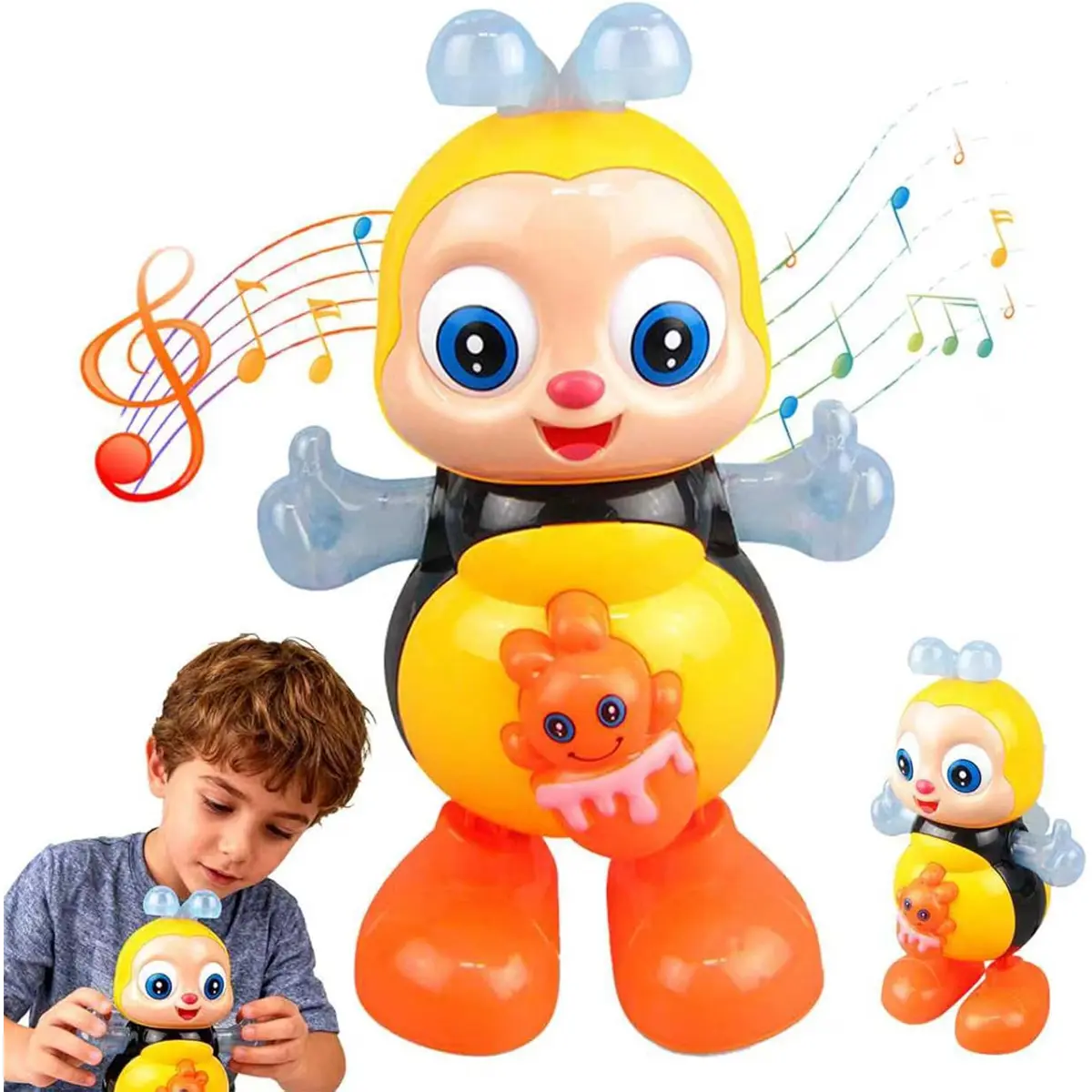 【Deals For You Days】Cute Dancing Bee Toy - Musical Light-Up Interactive Cartoon Toy with Play Function, Sensory Learning Tools, Educational Preschool Item, Stress Relief Gifts (Batteries Required)