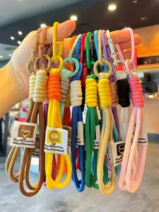 Unique Paracord Braided Rope Keyring Woven Rope Charm Keychain Carabiner Lanyards Braided Wrist Strap Charms Woven Hand Straps Hand Rope for Women Men Handbag Backpack Purse Bag Charm,DIY Pendant Craft,Phone Strap,Cup,Keys,Car,Key Chain Ring Accessories