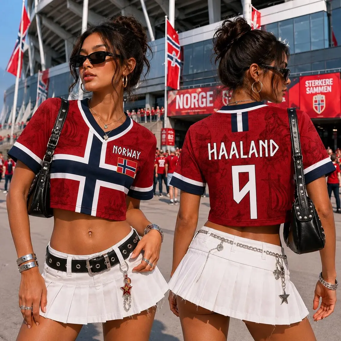 Haaland #9 Norway Soccer Crop Top Jersey, Women's Football Fan Shirt, Game Day Crop Tee, Stadium Wear, Festival Outfit, Sports Gift