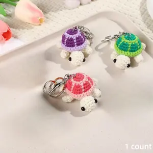 Cute Turtle Design Car Keychain, Mini Crochet Turtle Doll Decorative Pendants, Creative Turtle Trendy Cute Keychain, Car Interior Decoration Accessories, Charms, Handmade Keychain