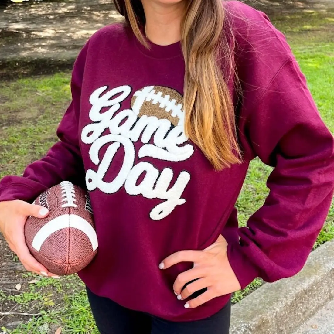 Football 'Gameday' Letter Patch Sweatshirt
