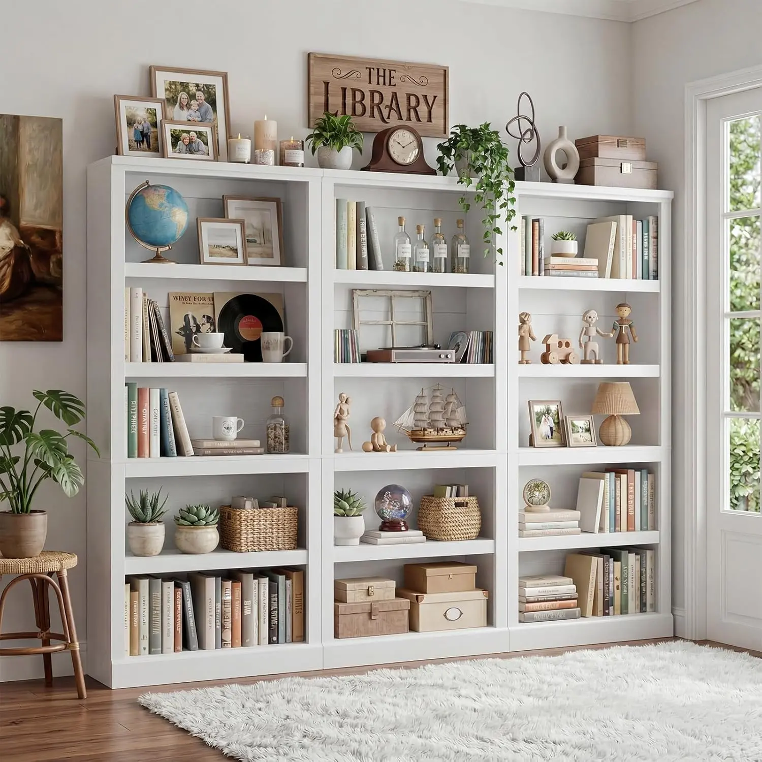 5-Tier Bookshelf – 71" Tall Bookcase with Adjustable Shelves, Holds 60 lbs Per Shelf, Sturdy Display Stand for Living Room, Home Office, Bedroom