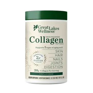 16oz Collagen Peptides Powder - Unflavored, 20g Grass-Fed Per Serving, Supports Skin Hair Nails Joints & Digestion, Fast Absorbing Formula, US Healthcare Supplement