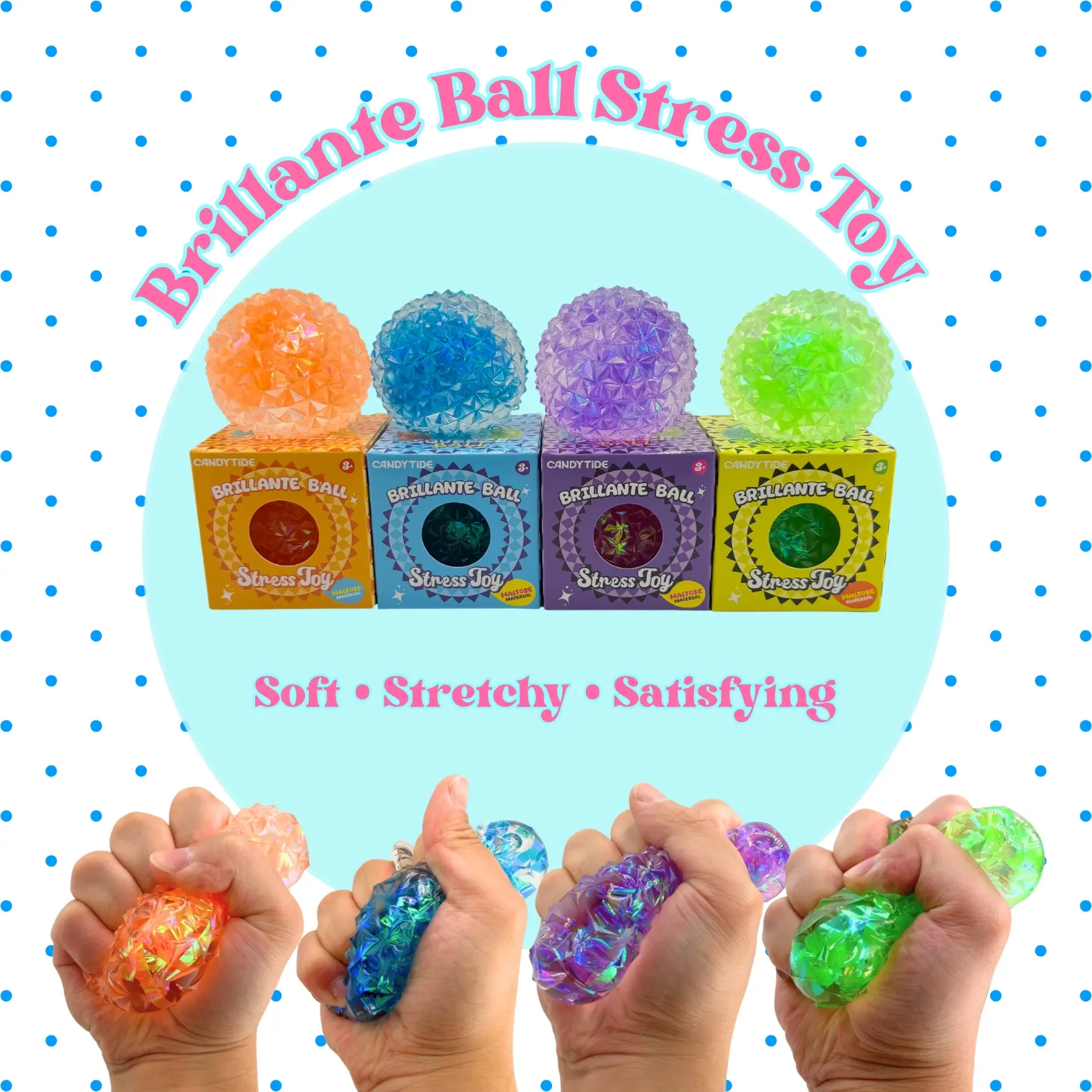 (LIVE GIVVY)Brilliant Crystal Squishy Ball – Soft Stretchy Stress Relief Toy