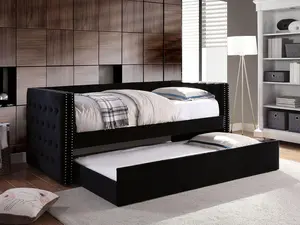 Susanna Transitional Daybed with Trundle, Available in Black, Blue, or Gray By Furniture of America