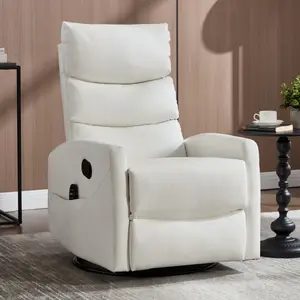 Swivel Rocker Recliner Chair, 360° Swivel Recliner with Heat and Massage, Rocker Recliner Nursery Glider Chair with Side Pockets for Living Room