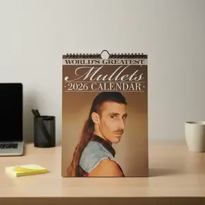 2026 World's Greatest Mullets Calendar, Wall Calendar Planner, Humorous Hair-Themed Desk Accessory, Funny Office Decor, Unique Gift Idea for Men & Women