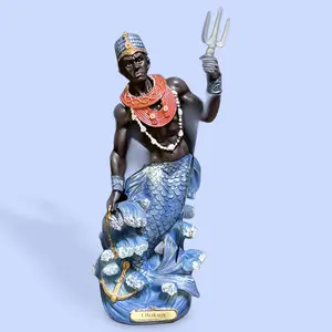 Orisha Olokun Art Figurine, 12-in Home Decoration Statue for Living Room Decor, Room Decor Home Supplies