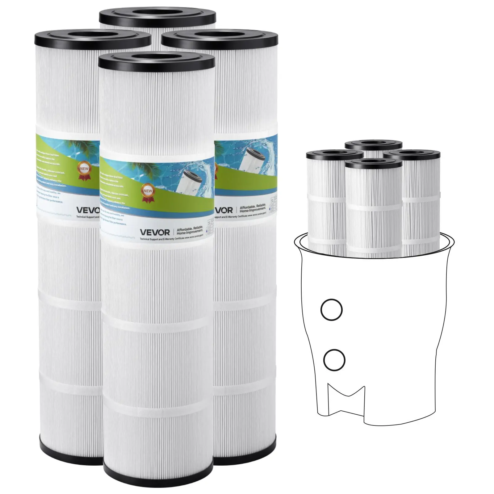 【SummerFinds】VEVOR Pool Filter Cartridge, 4x 105 Sq. Ft, Spa Hot Tub Filter Cartridge Replacement, Compatible with Pentair CCP420,  Pleatco PCC80-PAK4l, Secure for Kids & Pet, Easy to Clean