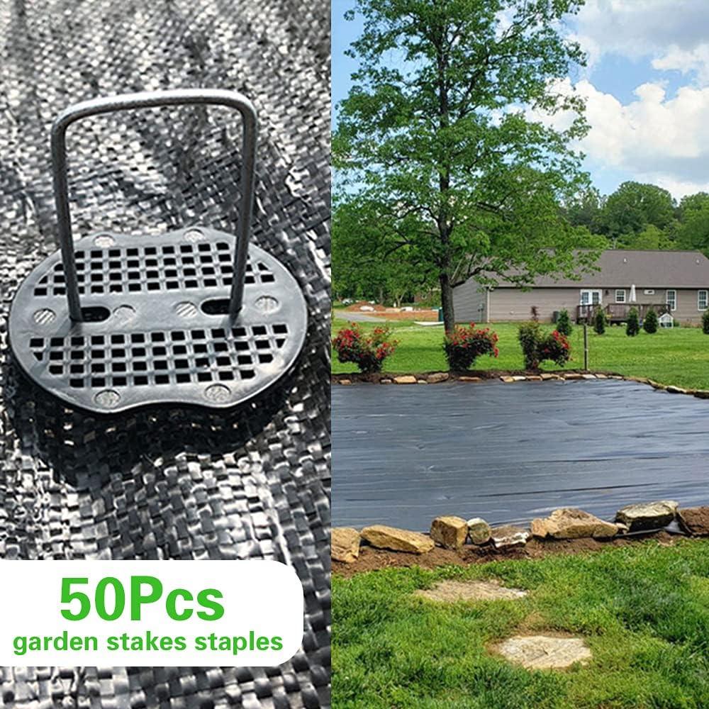 101-Piece Ergonomic Galvanized U-Shaped Garden Stakes Kit - 50 6-in 2.2mm Thickness Heavy-Duty Steel Wire Garden Staples, 50 Plastic Fixing Gaskets, 1 Pick Hook for Weed Barrier Cloth, Landscaping, Holiday Decorations 101-Piece Ergonomic Galvanized U-Shaped Garden Stakes Kit - 50 6-in 2.2mm Thickness Heavy-Duty Steel Wire Garden Staples, 50 Plastic Fixing Gaskets, 1 Pick Hook for Weed Barrier Cloth, Landscaping, Holiday Decorations
