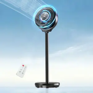 Pedestal Fan for Bedroom, 180° Wide Oscillating & 90° Vertical Tilt, 25dB Ultra Quiet DC Motor Standing Fan with Remote, 15 Speed Settings, 3 Modes, 12H Timer, 15-38" Height Adjustable