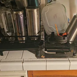 Foldable Over Sink Dish Drying Rack｜Pull-Out 2-Tier Dish Drainer with Utensil Holder｜Space Saving Kitchen Organizer for Small Kitchens