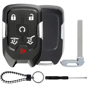 Key Fob Shell Case Replacement Compatible with GMC Yukon XL Chevy Suburban Tahoe 2015 2016 2017 2018 2019 2020 Keyless Entry Remote Control HYQ1AA 6 Buttons 1PCS Pad Cover