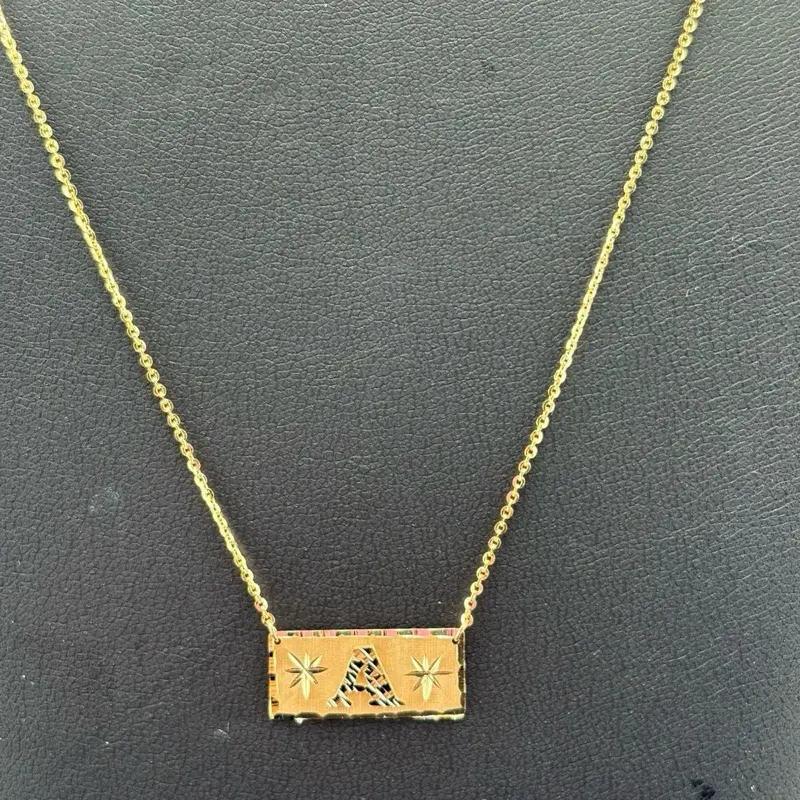 14k Gold Customizable 3D Letter Necklace, Kenia Collection Jewelry with 16”/18”/20” Length Options