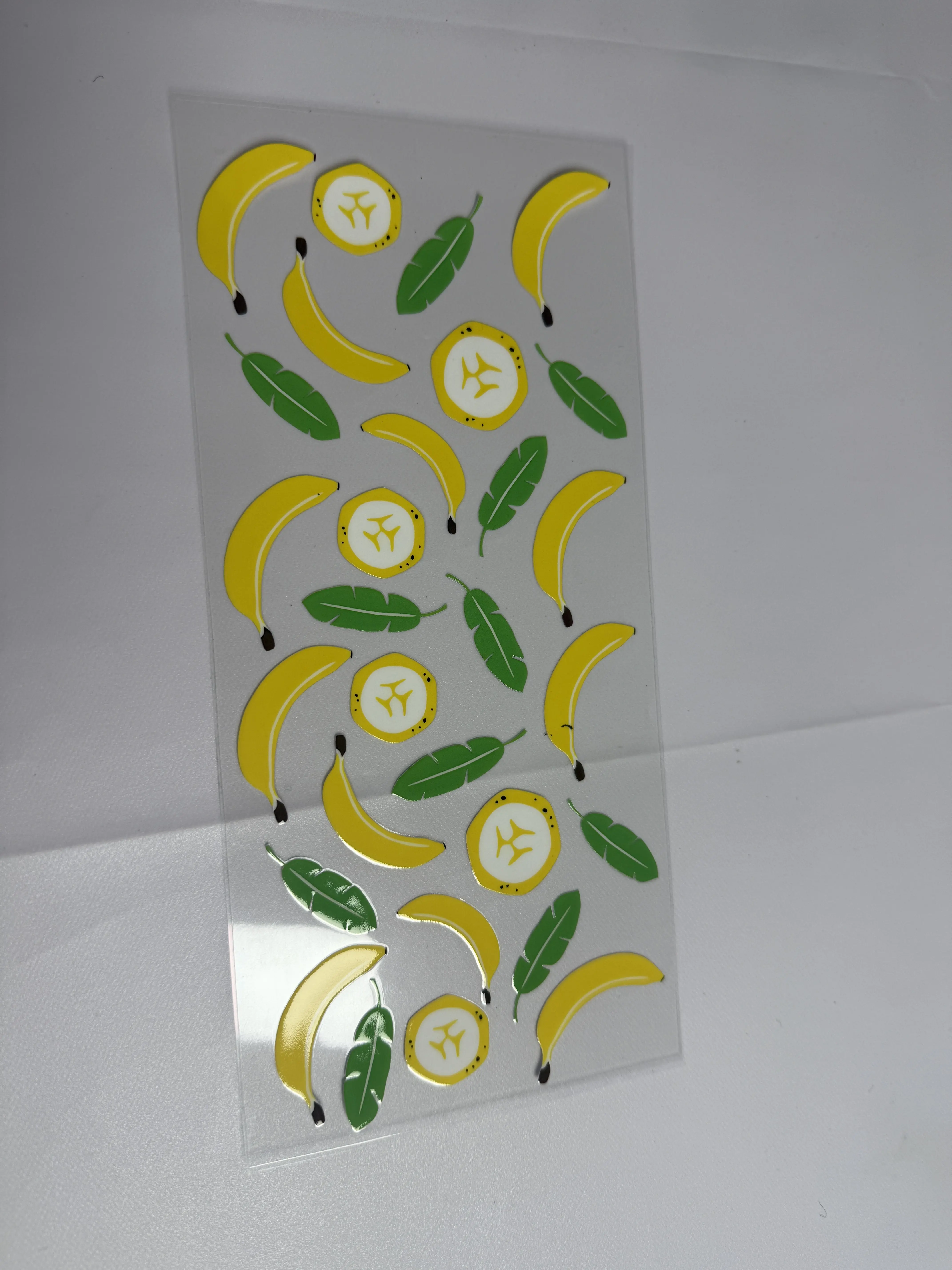 Tropical Banana Fruit Cup Wrap Decal, Yellow Banana Leaf Pattern Decorative Sticker for 16oz Glass Tumbler, DIY Cup Craft Supply