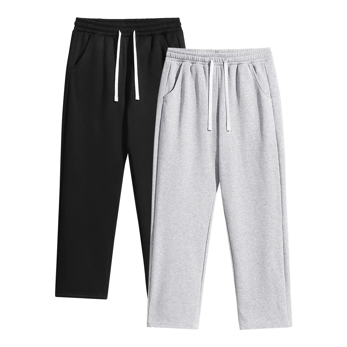 Men's 2-Pack Casual Plain Slimfit Straight Pants - Mid-Waist Polyester Conservative, Body-Fitting, Close-Fit Casual Men's Bottoms, All-Seasons Versatile Clothes for Autumn Winter Wear, Conservative Men's Pants
