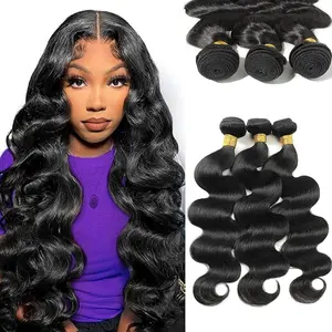 12A Human Hair Bundles 20 22 24 Inch Body Wave Bundles Human Hair 100% Unprocessed Brazilian Virgin Weave Bundles 3 Bundles Real Natural Black Wavy Human Hair Extensions 1B Bundles for Women