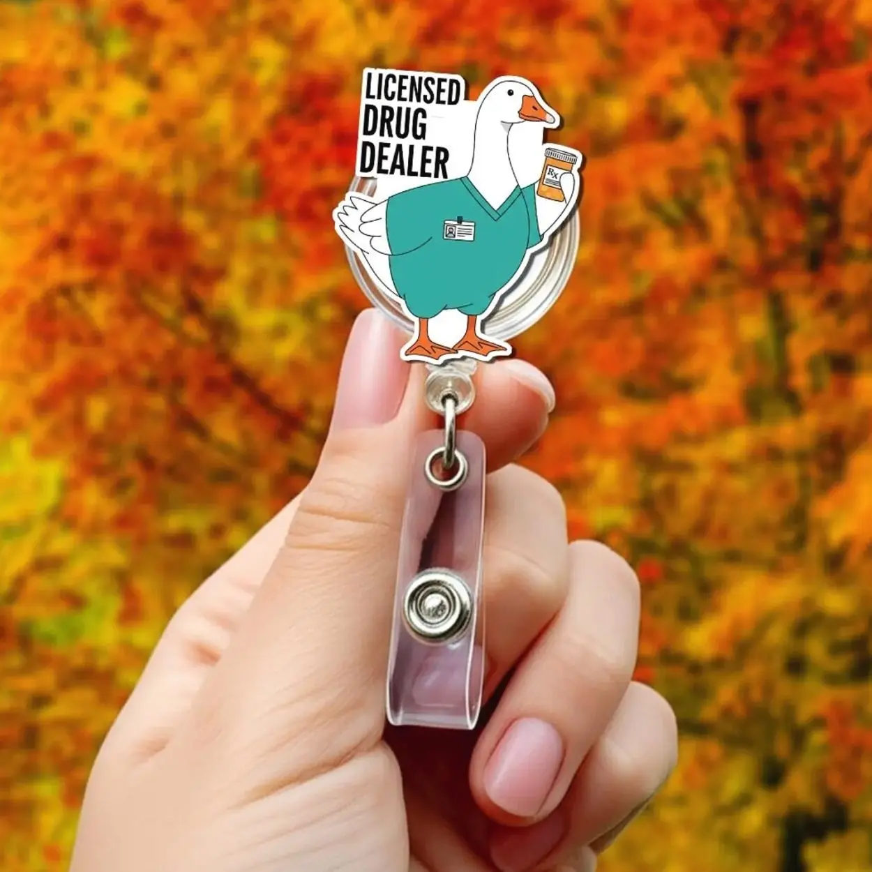 Licensed Drug Dealer Goose Badge Reel, Funny Pharmacist ID Holder, Pharmacy Tech Badge Clip, Nurse Doctor Work Accessory Gift, Pharmacy Gift
