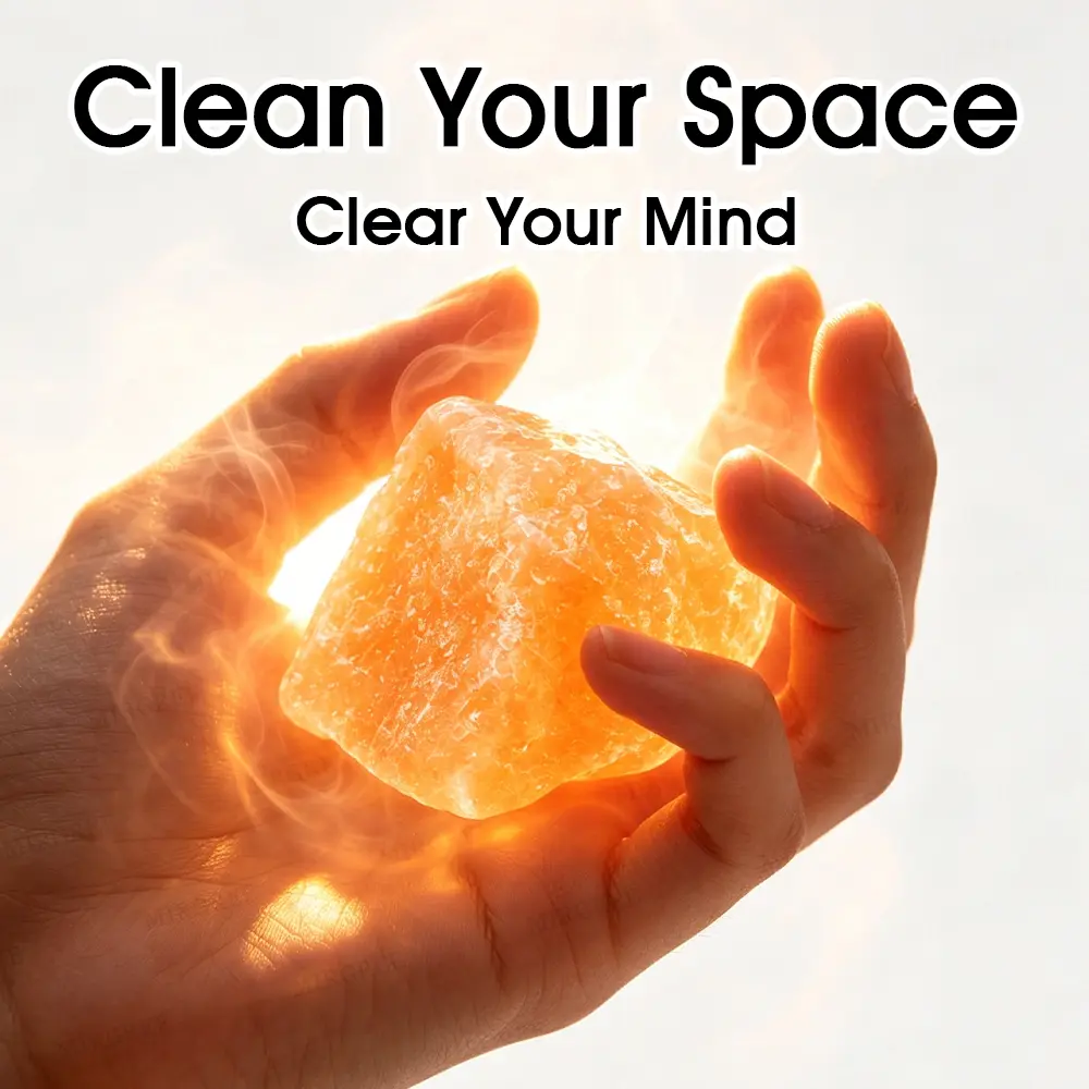 MIRGREE Natural Orange Calcite Aura Cleansing Kit with Velvet Pouch & Guide Card, Natural Raw Crystal for Home Decor & Spiritual Gifts