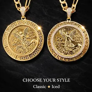 14K Gold Plated 50 Pesos Centenario Figaro/Mariner Chain Chain Unisex Mexican Piece - Jewelry for All Occasions