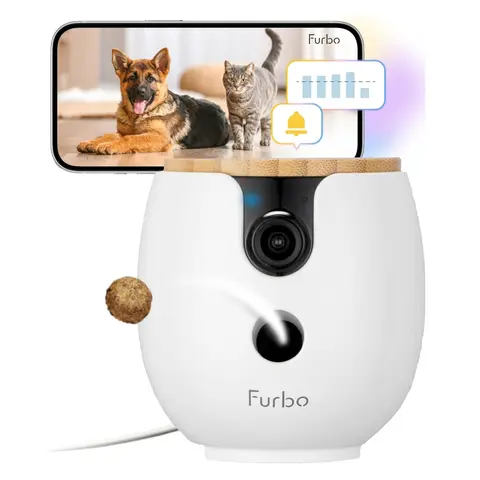 Furbo Mini 360° [Nanny Edition - Unlock with Paid Subscription] Smart Pet Camera with AI Alerts & 2K QHD Resolution 3mo Plan Required