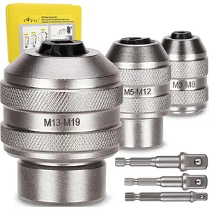 Tap Sockets, Tap Set, Extraction Tool, CR-MO, Handle with Metric M3-M19 Sockets & 1/4"-3/8"-1/2