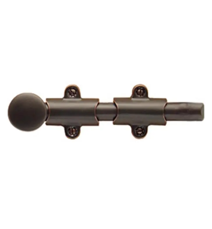 6 in. Solid Brass Lip Surface Bolt with Mortise and Angle Strikes, 3 Strikes Included for Door Locking, Medium Bronze Home Improvement & Raised Beds Accessory, Three Strikes