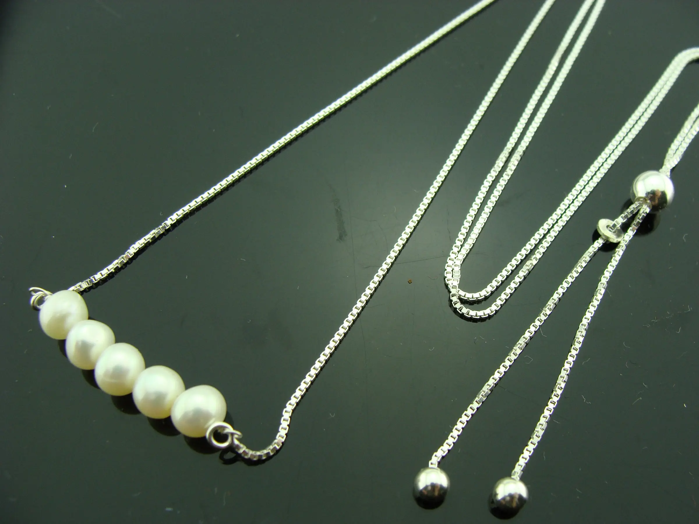 Freshwater Pearl Necklace · 925 Sterling Silver · Long Adjustable Tassel · June Birthstone Jewelry · Handmade Gift for Her