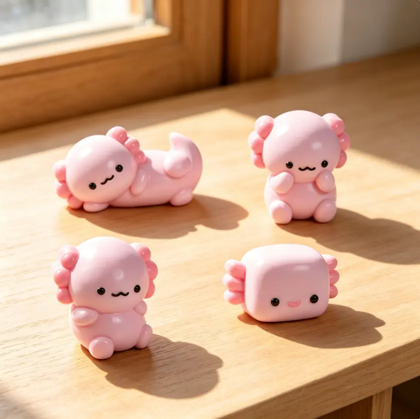 TABASQUISHY Handmade Axolotl Taba Squishy Plush Collectibles, 5-Style Kawaii Slow-Rising Fidget Toy, Portable Desk Decor-Pocket Charm, Stress Relief Gift for Teens