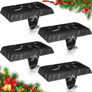 Christmas Stocking Holders for Mantle Weighted Stocking Holder Fireplace Hangers for Xmas Holiday Party Decoration(Stainless Steel,Black Marble,6 Pcs)