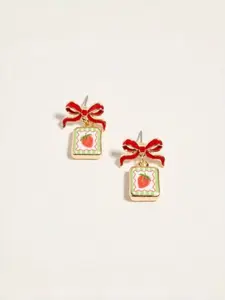 Summer Sweet Fruit Series Earrings, Bow Cherry Strawberry Studs, Unique Fresh Design Jewelry, Gift for Best Friend Girlfriend, Beachy Earrings